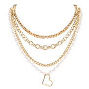 ( Gold)occidental style  retro Alloy Peach heart pendant beads chain  women fashion