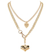 ( Gold)occidental style fashion  personality retro Alloy Peach heart pendant multilayer necklace woman
