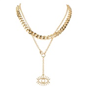 ( Gold)occidental style wind retro Alloy eyes pendant Double layer necklace  fashion women trend