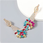 ( Color)earrings Alloy diamond Rhinestone flowers fully-jewelled earrings woman occidental style exaggerating arring
