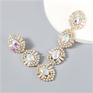 (AB color)earrings multilayer Alloy diamond Round glass diamond flowers earrings woman occidental style exaggerating arr