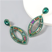 ( green)fashion colorful diamond series Alloy diamond Rhinestone glass diamond leaf earrings woman occidental style arri