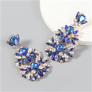 ( blue)earrings Alloy diamond Rhinestone flowers earrings woman occidental style exaggerating arring