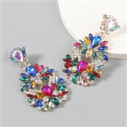 ( Color)earrings Alloy diamond Rhinestone flowers earrings woman occidental style exaggerating arring