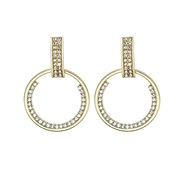 (E)silver occidental style exaggerating big circle fully-jewelled earrings high earring trend Earring