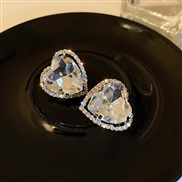 ( Silver)Korea temperament retro diamond love Ear clip superins earrings Earring woman