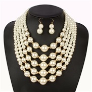 (A)occidental style creative creative style multilayer Pearl beads necklace  Pearl earrings set