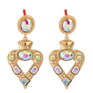 (AB)occidental style heart-shaped earrings personality fashion diamond geometry trend Street Snap luxurious ear stud
