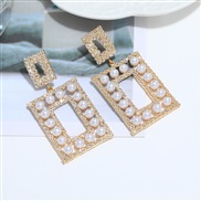 ( Gold)Korean style brief hollow fully-jewelled Pearl ear stud temperament exaggerating long style earrings earring