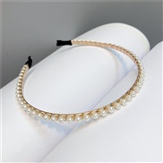 ( Gold)retro Pearl Headband three-dimensional ornament hollow Metal Headband Alloy summer belt woman