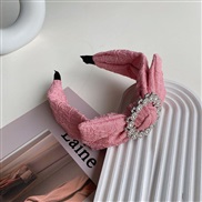 ( Pink)Korean styleins lace bow eadband Rhinestone width print Cloth woman