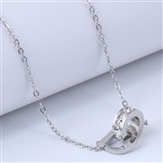 fine Korean style fashion concise sweetOL Double buckleD Word titanium steel personality lady necklace