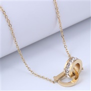 ( gold ) fine Korean style fashion concise sweetOL Double buckleD Word titanium steel personality lady necklace
