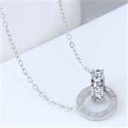 fine Korean style fashion concise sweetOL Double buckle titanium steel personality lady necklace