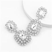 ( Silver)occidental style exaggerating fashion super claw chain Alloy diamond Rhinestone glass diamond geometry earrings