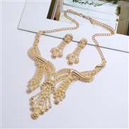 ( Gold)occidental style exaggerating fashion retro ethnic style necklace earrings set