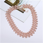( Rose Gold)occidental style fashion exaggerating retro ethnic style Metal textured short style necklace exaggerating
