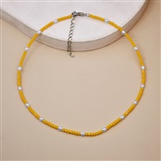 ( yellow)occidental style Bohemian style color crystal necklace woman handmade beads clavicle chain color gem