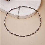 (N Y  brown)occidental style Bohemian style color crystal necklace woman handmade beads clavicle chain color gem