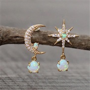 new gold Moon earrings asymmetry white pendant earrings woman