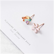 (E  Flower)Korean style color retention enamel cartoon earrings  animal fruits ear stud  earrings samll girl student