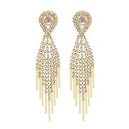 (E )silver Ladies luxurious fully-jewelled tassel long style earrings new exaggerating occidental style personality e