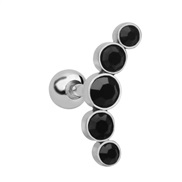 ( black)occidental style stainless steel Czech diamond ear stud  earrings
