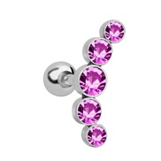( Pink)occidental style stainless steel Czech diamond ear stud  earrings