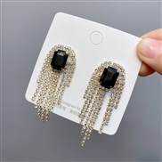 ( Black )D occidental style fully-jewelled long tassel atmospheric earrings black big diamond sweet woman earring