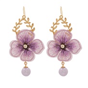 (purple) occidental styleins  brief temperament flowers super long style ear stud earring