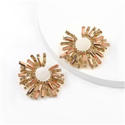 ( Gold)fashion colorful diamond series Alloy diamond Rhinestone sun flower earrings woman trend occidental style arringe