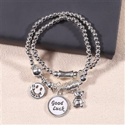 silver bracelet woman  coin  cat elephant pendant