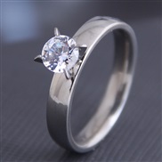 Korea fashion concise stainless steel concise embed zircon temperament personality ring