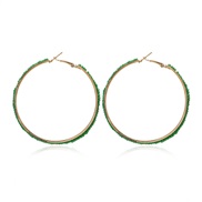 ( greenKCgold )summer personality exaggerating beads Alloy earrings occidental style circle thin earrings