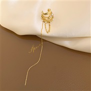 ( Gold)Korea brief tassel diamond Pearl long style exaggerating earrings fashion temperament woman new