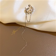 ( Silver)Korea brief tassel diamond Pearl long style exaggerating earrings fashion temperament woman new