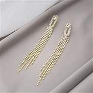 (E )silver super atmospheric fully-jewelled long style tassel earrings  occidental style trend ear stud