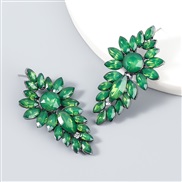 ( green)fashion colorful diamond series Alloy diamond multilayer leaf Rhinestone geometry flowers earrings woman trend o