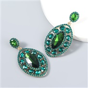 ( green)fashion colorful diamond series leaf Alloy diamond Rhinestone glass diamond geometry earrings woman occidental s