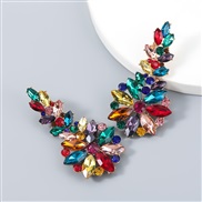 ( Color)earrings fashion super Alloy diamond leaf Rhinestone flowers geometry earrings woman occidental style arring