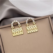(E)silver Korea fashion brief personality earrings diamond bag bag earring temperament Earring woman