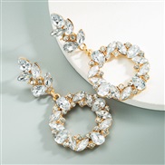 ( white)occidental style fashion  Metal bright Round gorgeous gem exaggerating ear stud earringsearrings