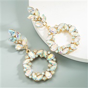 ( AB white)occidental style fashion  Metal bright Round gorgeous gem exaggerating ear stud earringsearrings