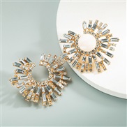 ( white)fashion colorful diamond series Alloy diamond Rhinestone sun flower earrings woman trend occidental style Earrin