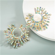 ( AB white)fashion colorful diamond series Alloy diamond Rhinestone sun flower earrings woman trend occidental style arr