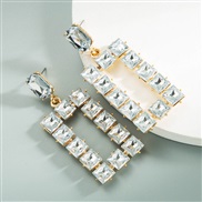 ( white)earrings occidental style personality square glass diamond ear stud fashion creative diamond Alloy earrings woma
