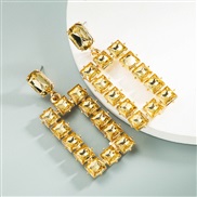 ( Brown)earrings occidental style personality square glass diamond ear stud fashion creative diamond Alloy earrings woma