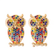 ( Color)occidental style exaggerating cartoon owl color animal ear stud