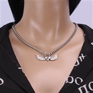 (  necklace)occidental style silver color necklace brief personalityins samll retro wings