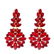 ( red)exaggerating Earring occidental style fashion personality brief geometry ear stud fully-jewelled diamond earrings 